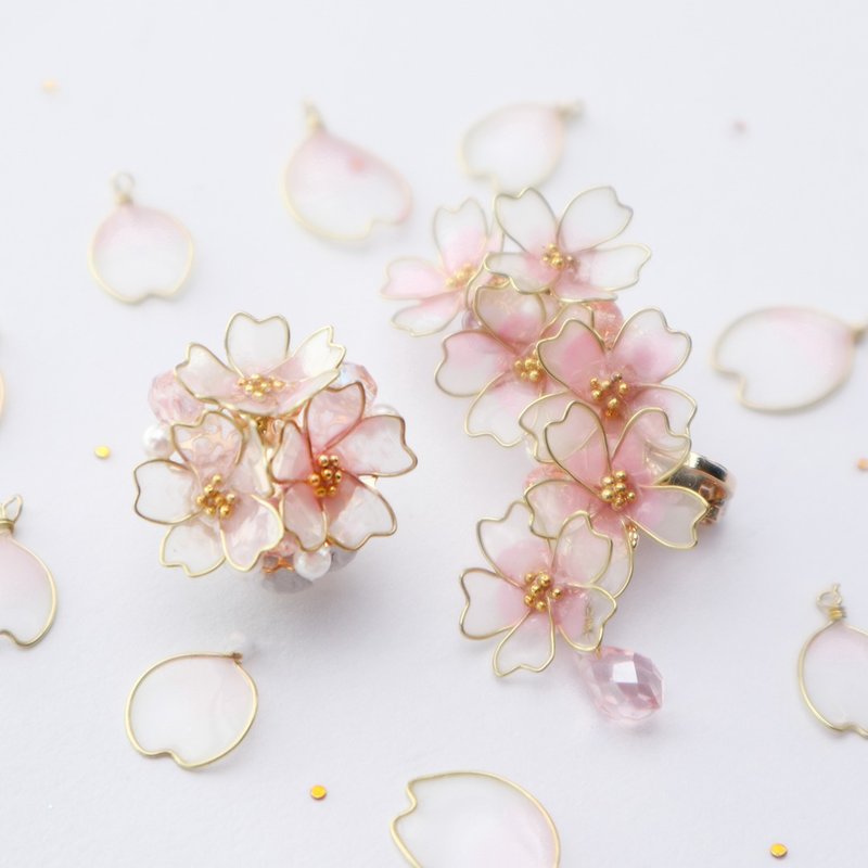 cherry tree accessory - 耳环/耳夹 - 其他材质 粉红色
