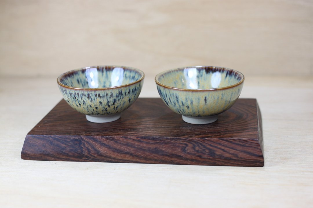 【沐春生活】60ml 错落 天目釉 圆满对杯 莺歌名家叶敏祥作品 - 茶具/茶杯 - 瓷 