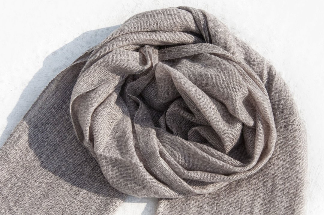 圣诞节礼物喀什米尔Cashmere/针织围巾/纯羊毛围巾/羊毛披巾-自然 - 围巾/披肩 - 羊毛 多色