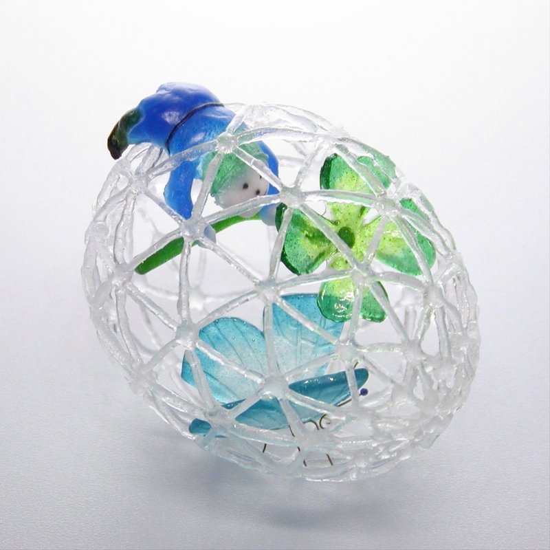 The story of a glass butterfly and a dwarf (clover and a blue butterfly) - 摆饰 - 玻璃 蓝色