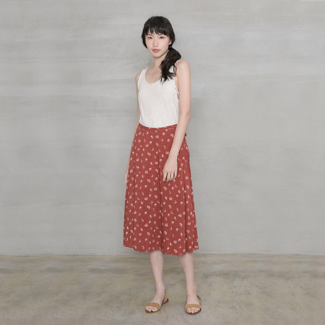 随心所欲绑带一片裙 Floral Liberty Midi Skirt - 裙子 - 其他人造纤维 多色