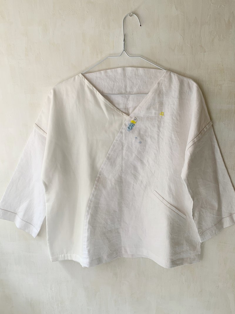 长袖拼接上衣--仰望 - 女装上衣 - 棉．麻 