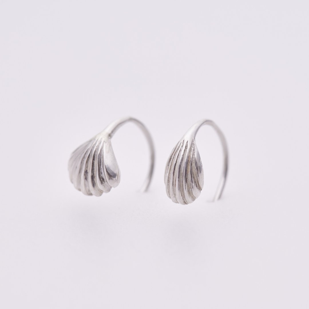 小贝壳U型耳环 shaped shell earrings - 耳环/耳夹 - 纯银 