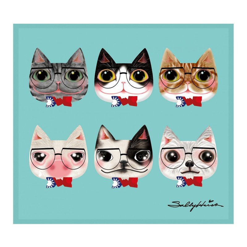 插画家系列 Sally - 侦探眼镜汪喵 ll 擦拭布 - 其他 - 聚酯纤维 绿色