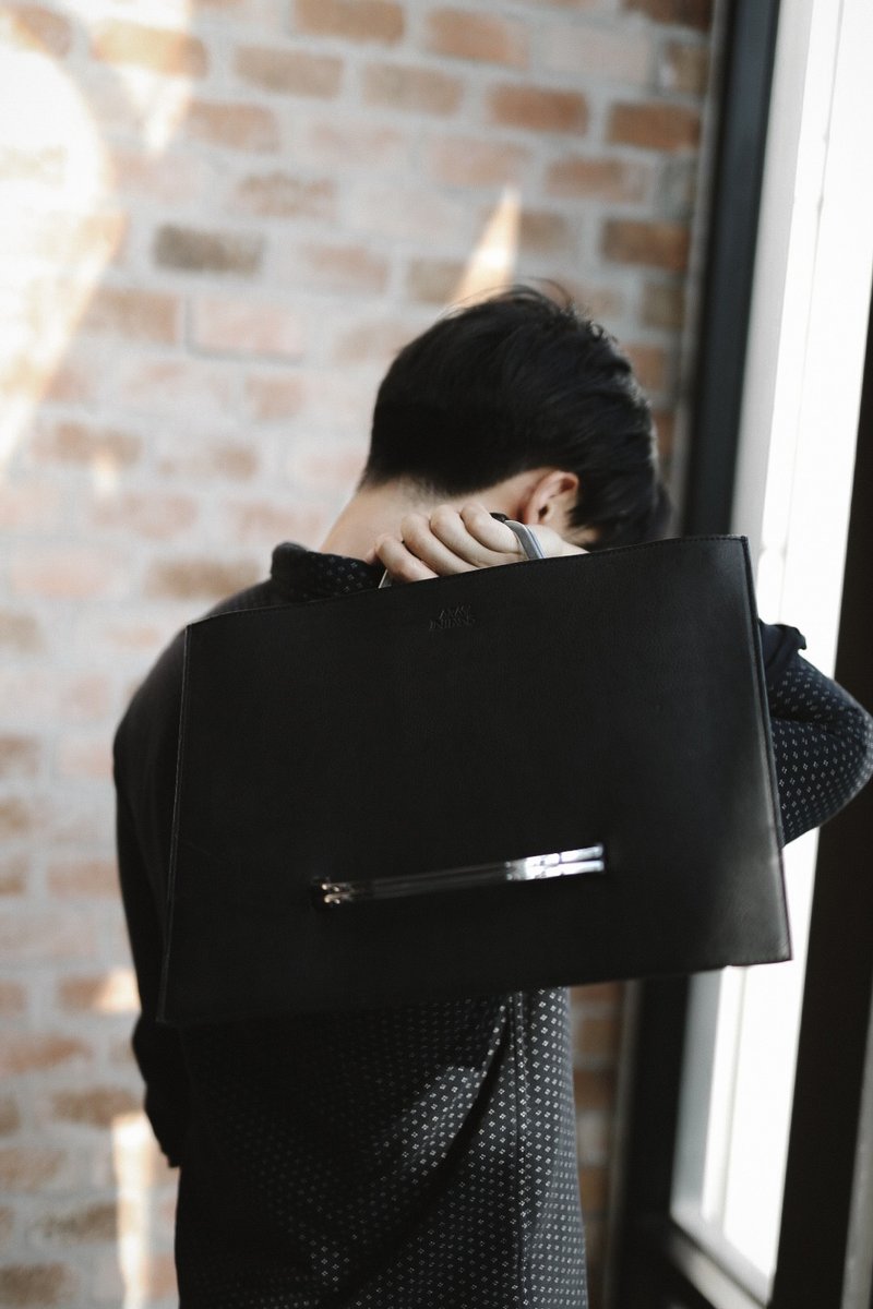 SLATE 公文包黑色仿旧皮革 - 公文包/医生包 - 真皮 黑色