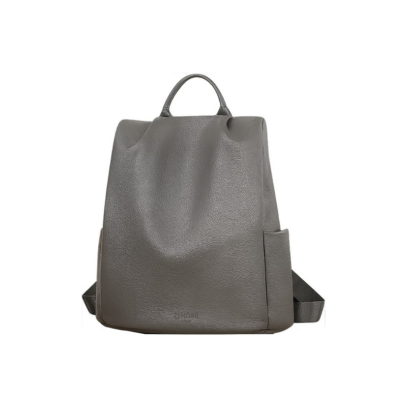 ZENDAR 限量1折 顶级超柔软小牛皮防盗后背包 全新专柜展示品 - 后背包/双肩包 - 真皮 灰色