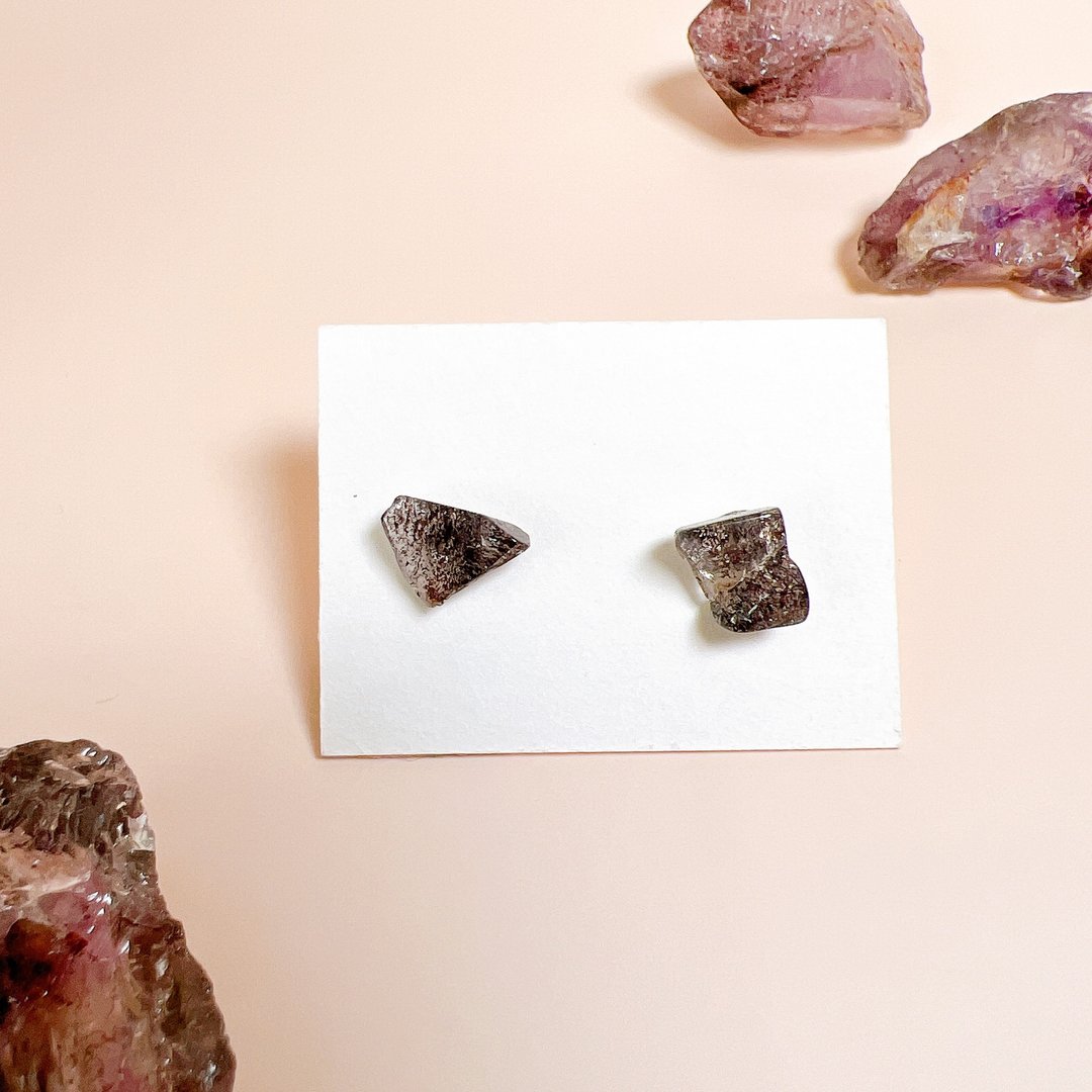 超高频率水晶 超七耳环 天然石 水晶耳环 饰品 - 耳环/耳夹 - 水晶 多色