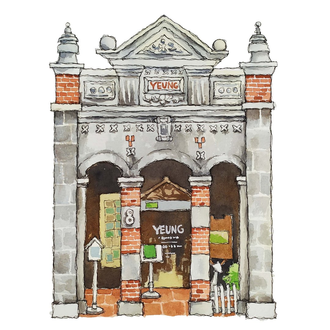 台湾街屋-大溪老街-巴洛克建筑-书店-艺术微喷怀旧海报 - 墙贴/壁贴 - 纸 红色