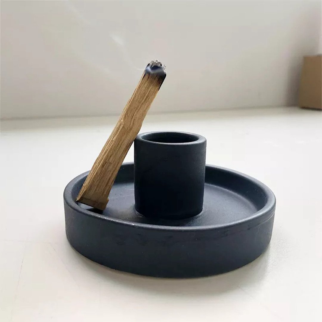 diseno Living 秘鲁圣木陶瓷台座 | 北欧蜡烛台 - 蓝色 - 香薰/精油/线香 - 陶 蓝色