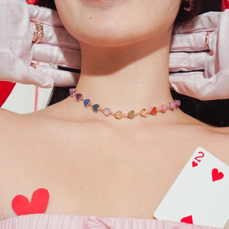 Love Card 颈链 - 项链 - 半宝石 银色