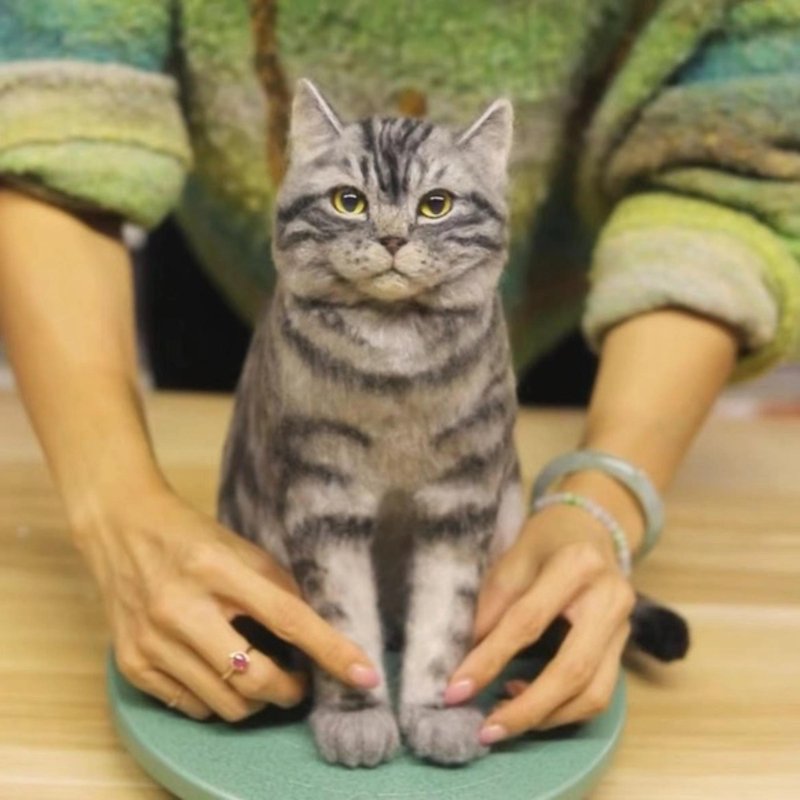 客制化逼真猫羊毛毡宠物娃娃 定制手作狗狗猫咪毛小孩肖像公仔 - 玩具 - 羊毛 多色