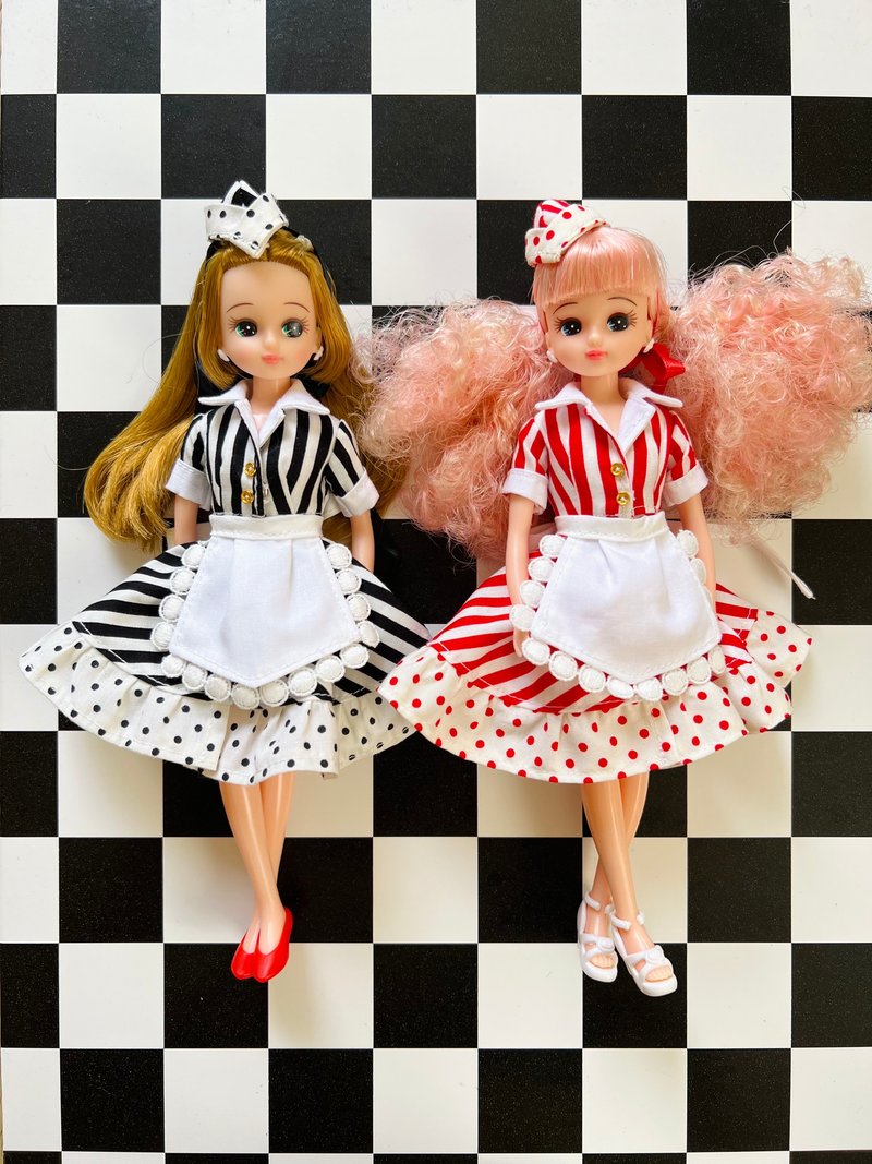 Licca-chan Blythe Clothing Diner Girl Dress - 玩偶/公仔 - 棉．麻 多色