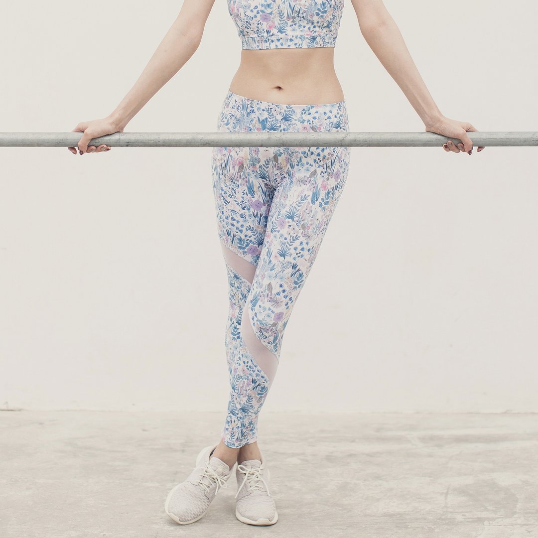 Slash Tights - Flower Mist - 女装长裤 - 聚酯纤维 多色