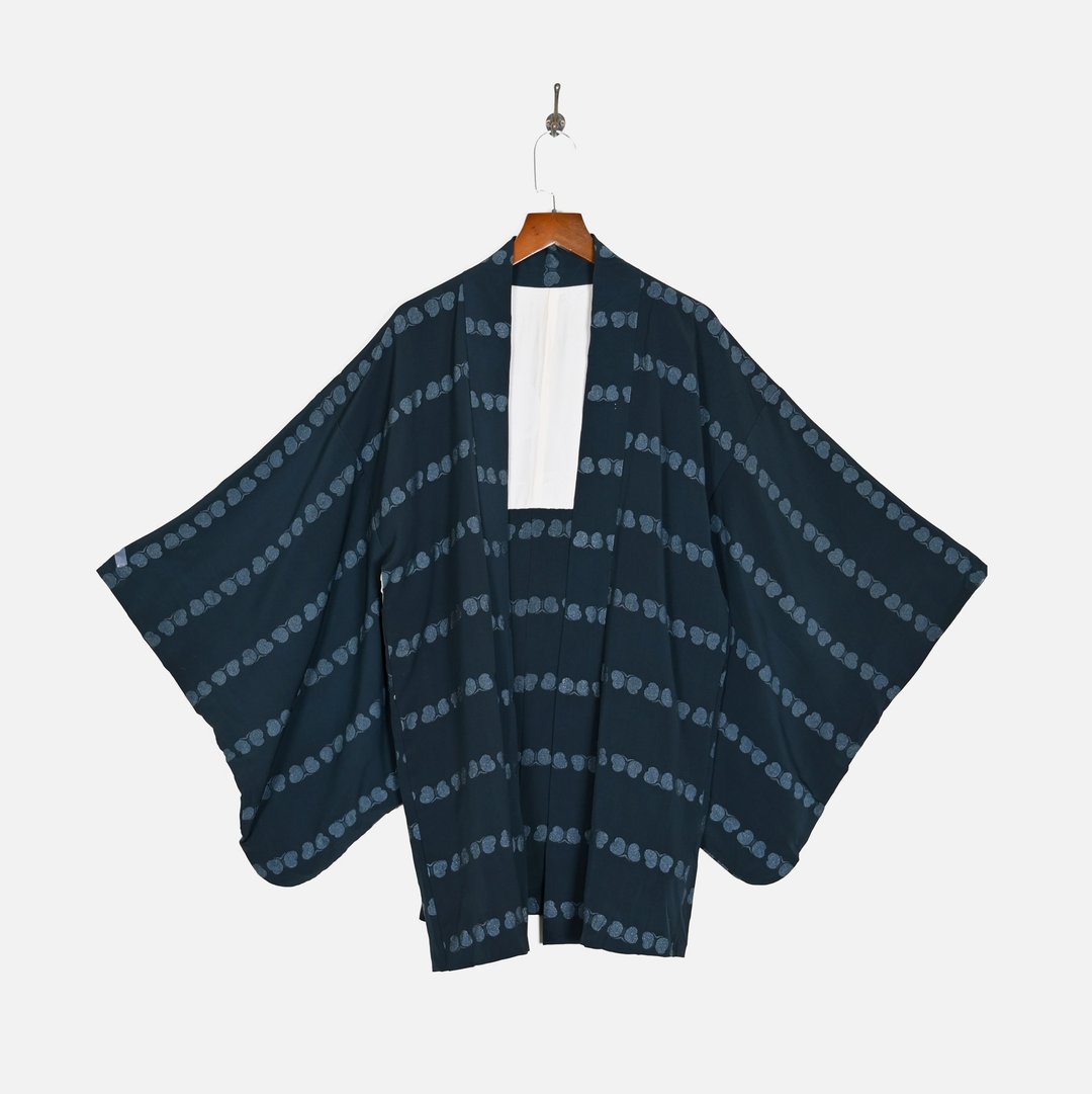【蛋植物古着】金粉蝴蝶缇花古着和服羽织 - 女装休闲/机能外套 - 其他人造纤维 