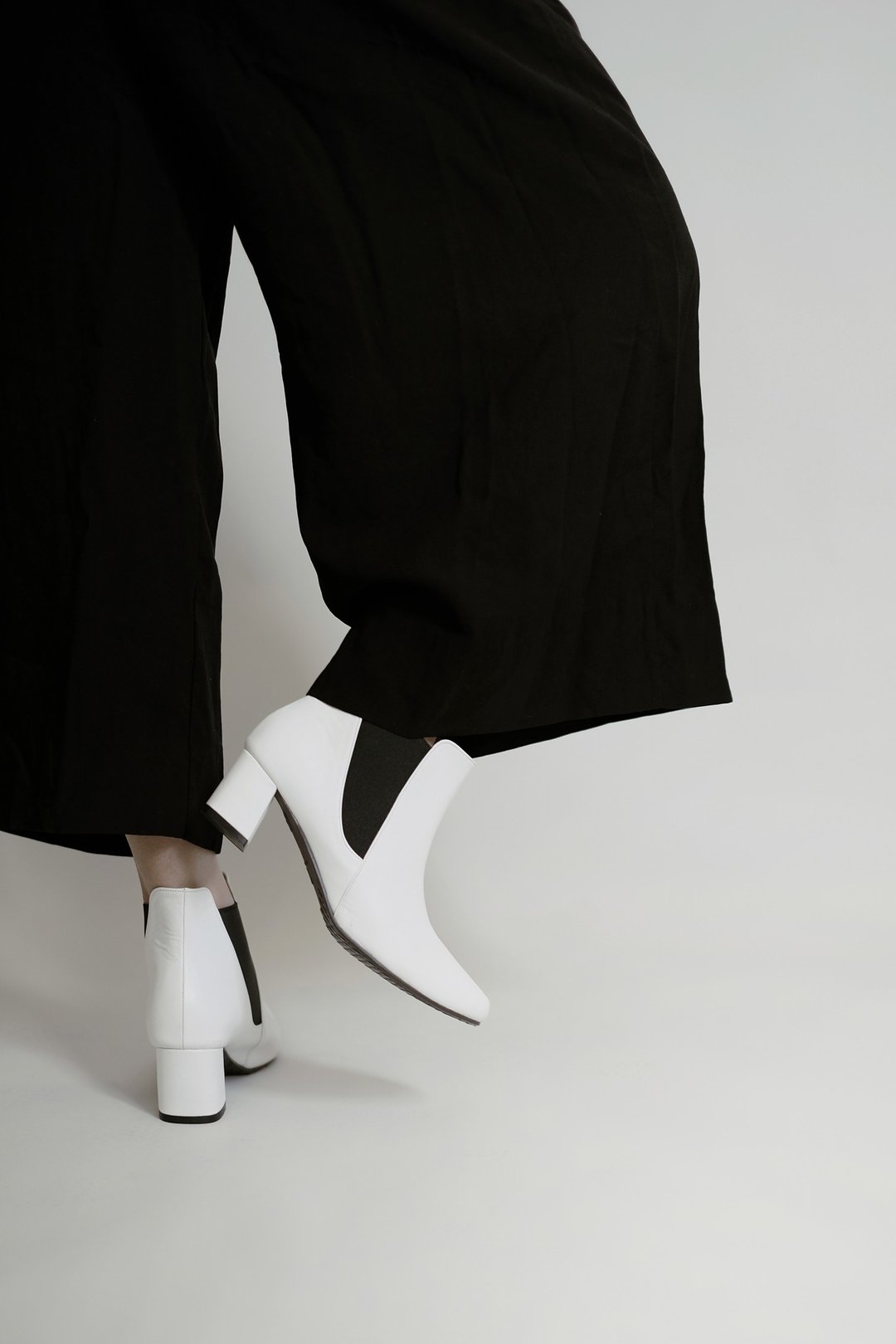 Turns Boots Splice 跟靴(Pure White) 白 | WL - 女款短靴 - 真皮 白色