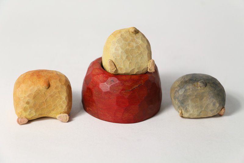 【超疗愈】仓鼠屁屁--木制磁铁--木刻--纯手工--手作 - 冰箱贴/磁贴 - 木头 咖啡色