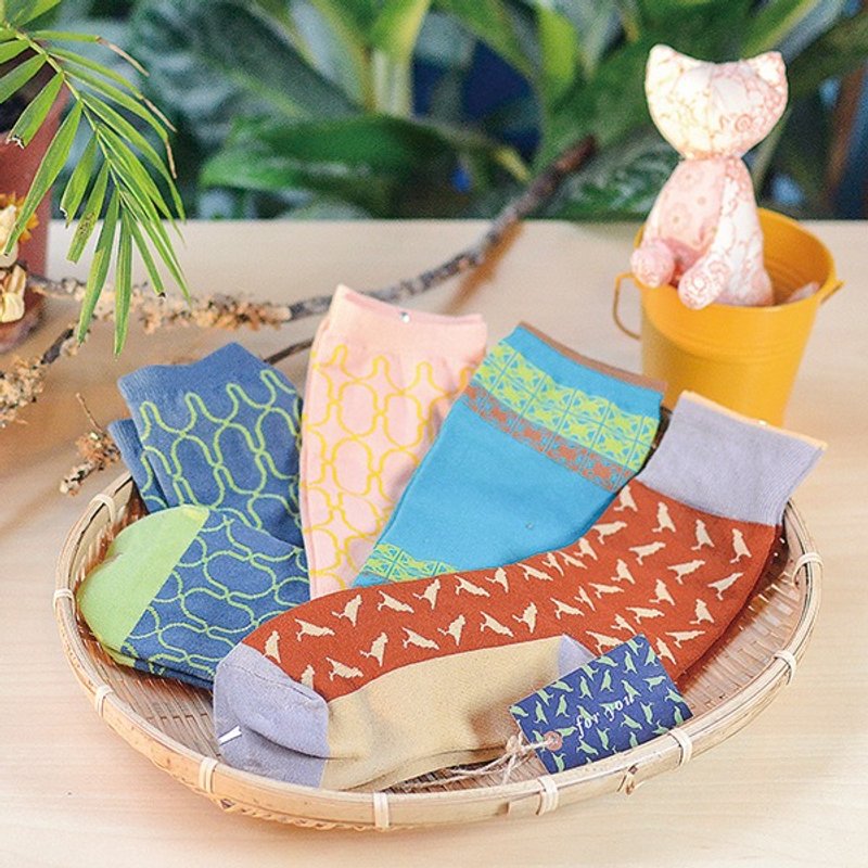 印花乐缇花袜组(4双) - 袜子 - 棉．麻 