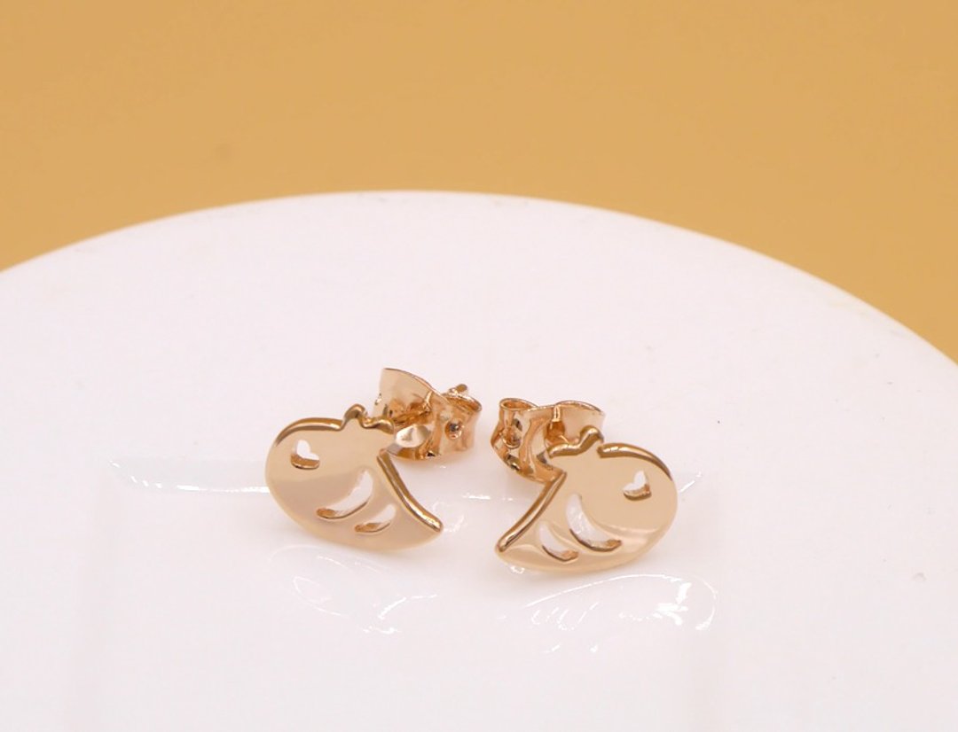 Handmade Little Bee Earring - Pink gold plated on brass ,Little Me by CASO - 耳环/耳夹 - 其他金属 粉红色