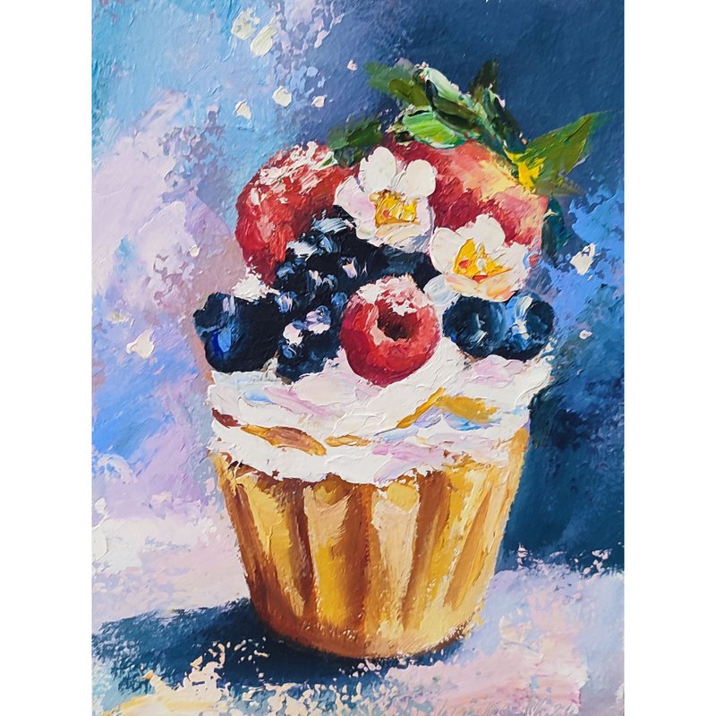 纸杯蛋糕油画食品小艺术蛋糕艺术品厨房绘画纸杯蛋糕艺术 - 墙贴/壁贴 - 其他材质 金色