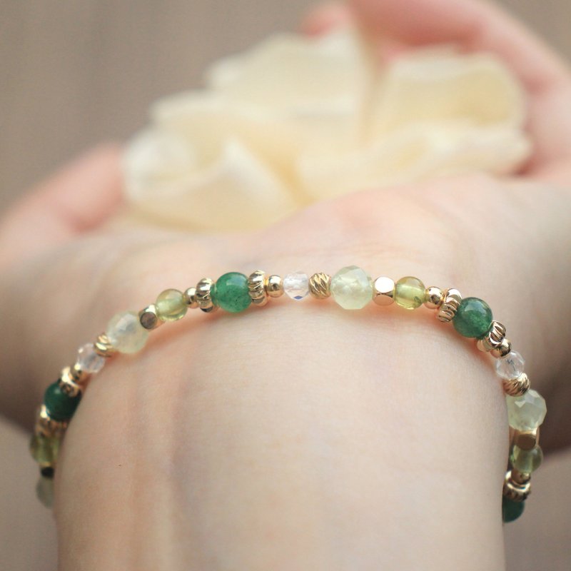 东菱玉-葡萄石-白水晶-橄榄石-招财-开运-水晶手链 - 手链/手环 - 水晶 绿色