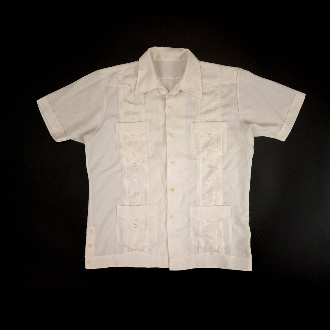 古巴衬衫 米白 度假 海边 短袖衬衫 cuba Cabana 抓皱 古着 海滩 - 男装衬衫 - 棉 白色