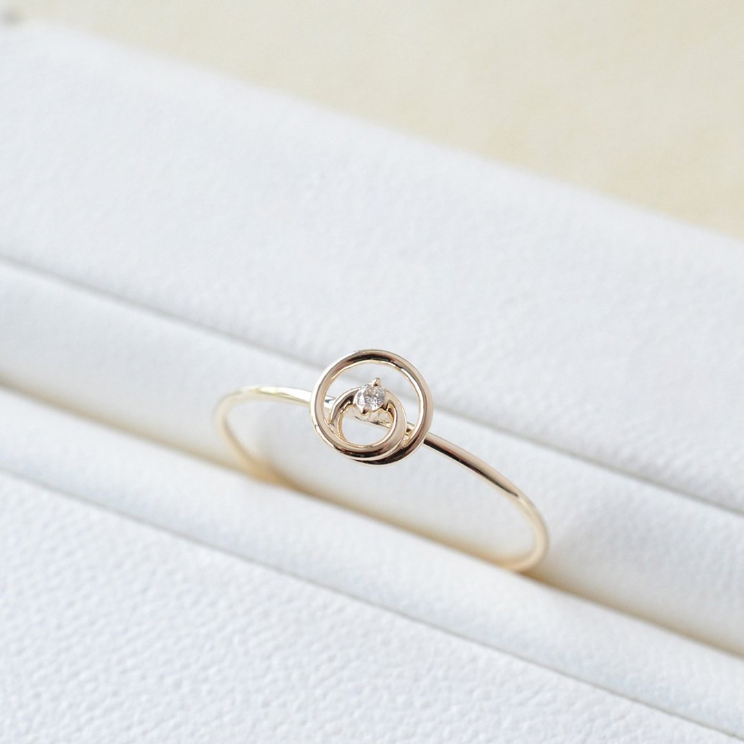 Gold Polish Ring 黄金钻石戒指 日本制造 Circle - 戒指 - 贵金属 