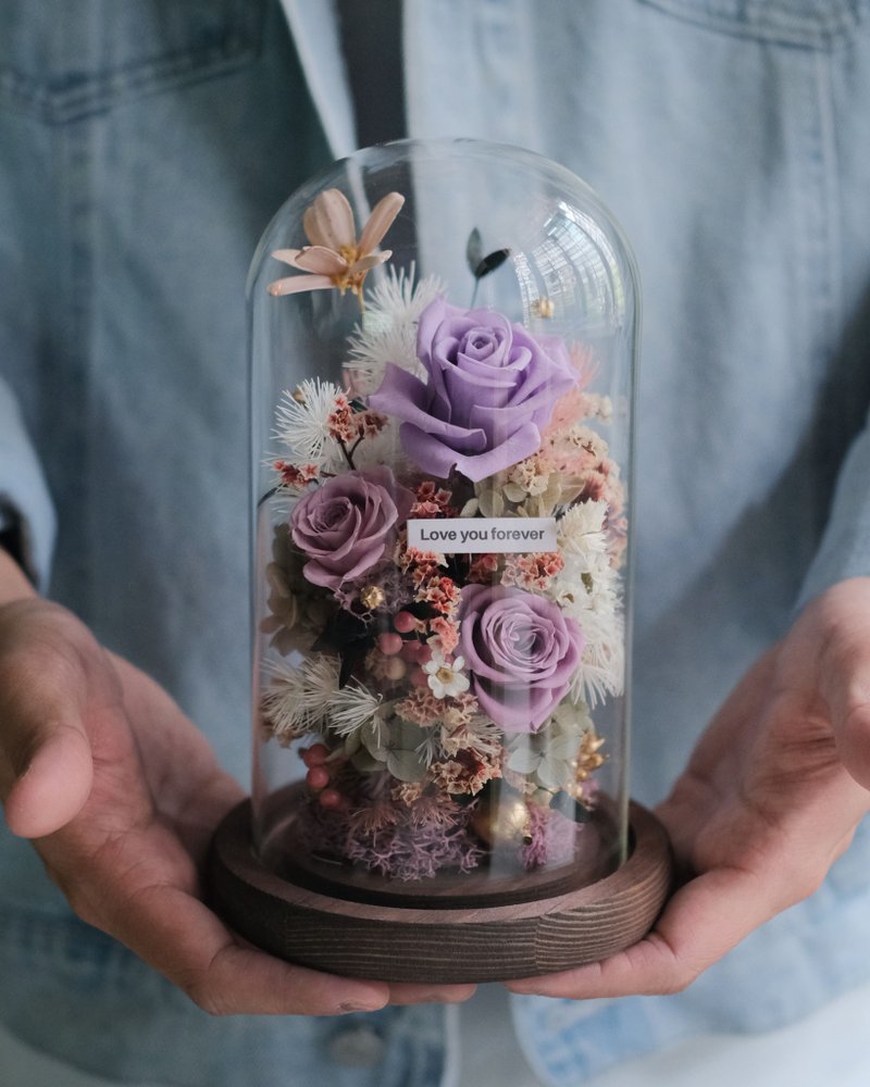 永生花干燥花玻璃盅-紫罗兰花园 /生日礼物/刻字/礼/ - 干燥花/捧花 - 植物．花 