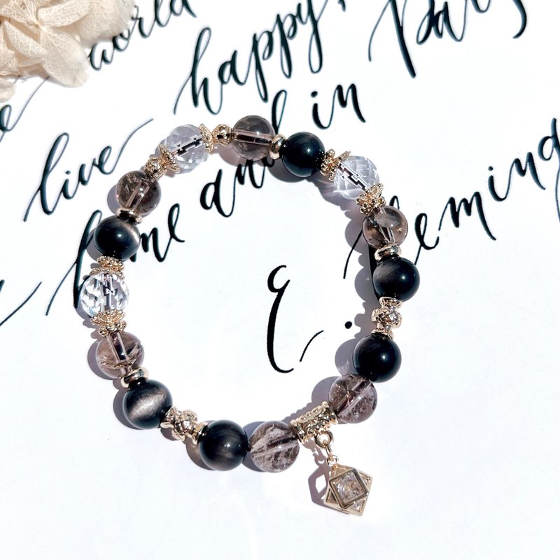 阿赛茶晶 | 银曜石 | 切面白水晶 - 手链/手环 - 水晶 