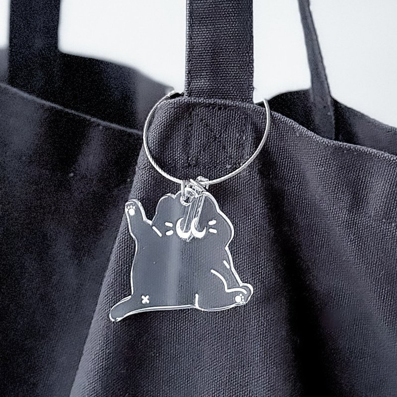 Nekokoyan 透明压克力钥匙圈 - 舔毛的 Nekokoyan - - 钥匙链/钥匙包 - 压克力 银色