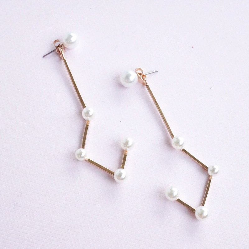 constellation earring - 耳环/耳夹 - 宝石 粉红色