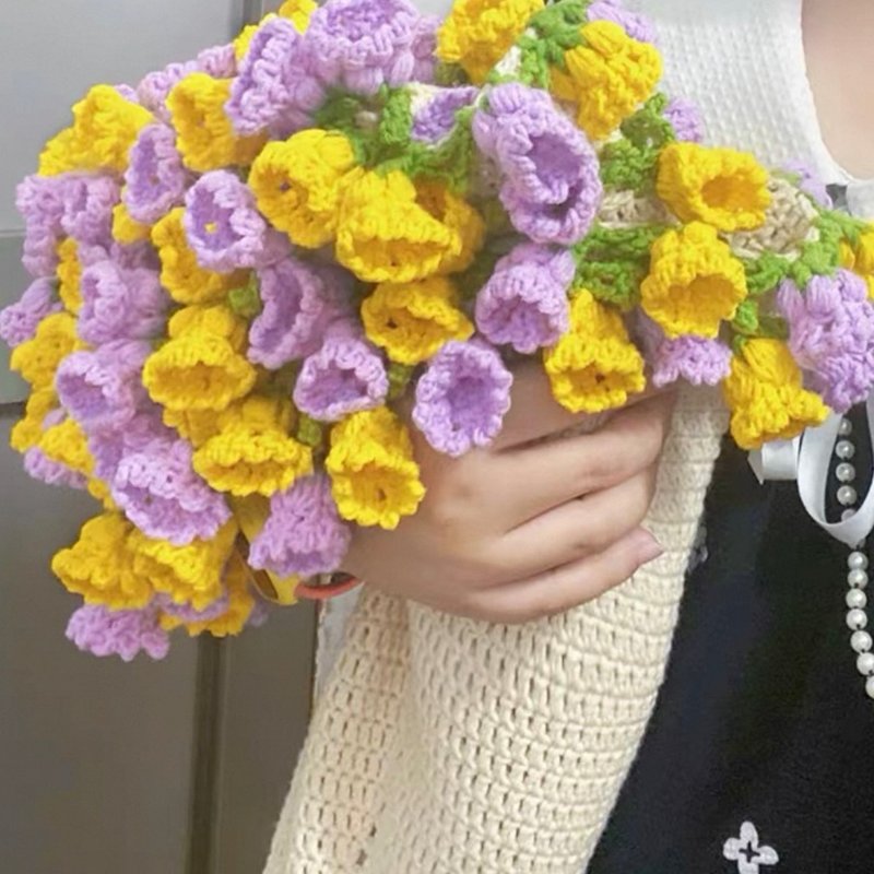 铃兰花朵毛毯花束毯子手工毯编织 diy 材料包钩织花毯礼物 - 编织/刺绣/羊毛毡/裁缝 - 聚酯纤维 