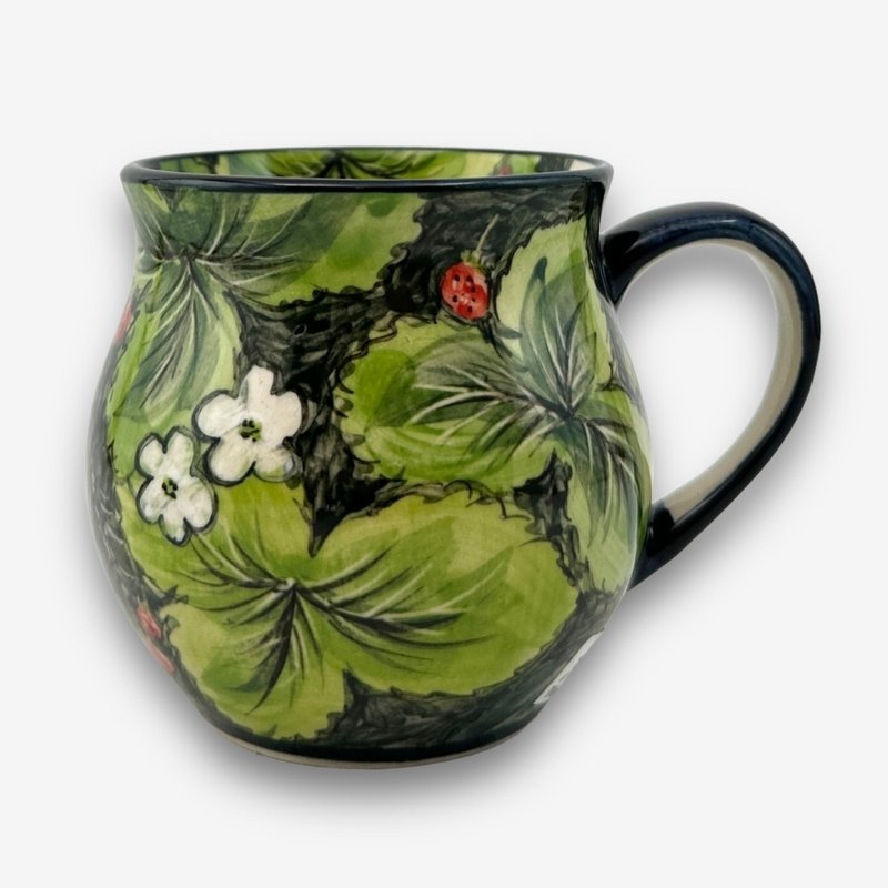 波兰手绘手工陶-胖胖杯 220ml 绿丛系列 限量版 - 其他杯子 - 陶 绿色