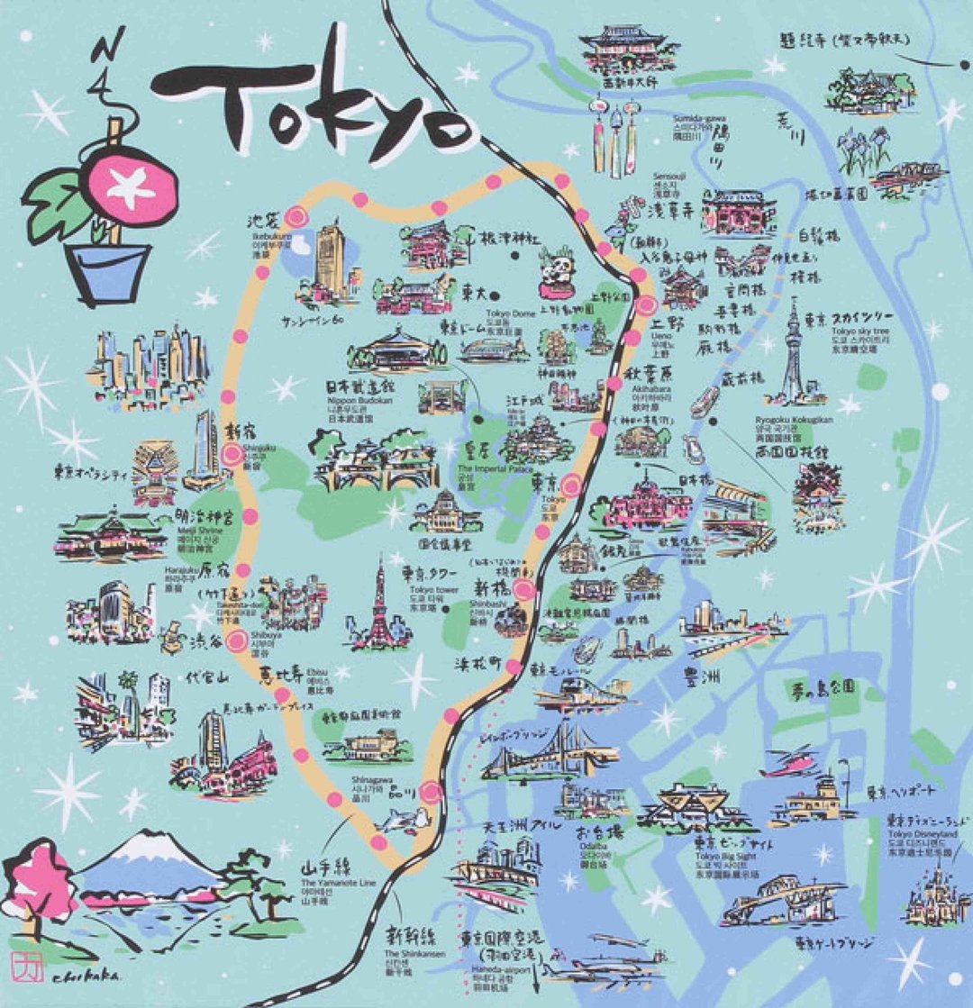 京都风吕敷包巾-街图 二巾-东京 - 摆饰 - 其他材质 