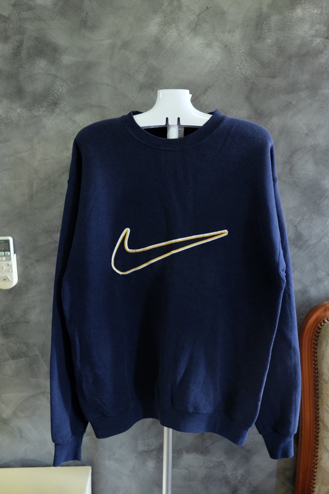 Vintage 90s Nike Big Swoosh Pullover Sweatshirt - 男装针织衫/毛衣 - 棉 