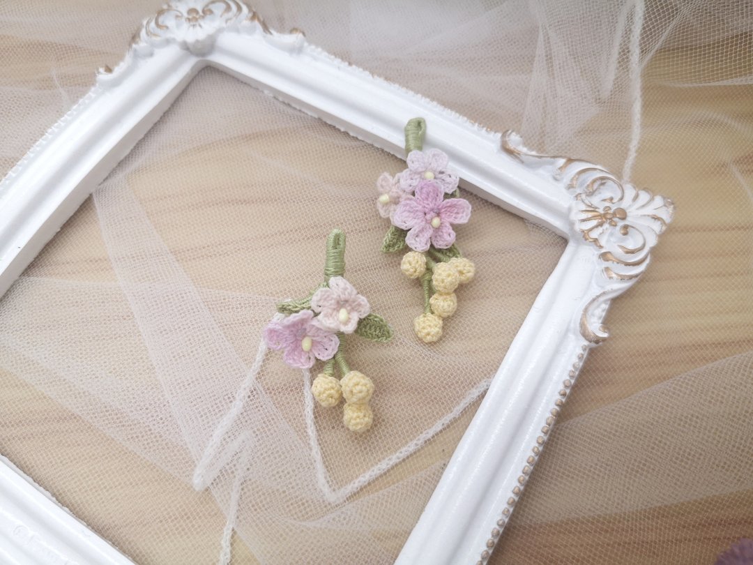 *My Fancy Handmade*鈎花耳环 - 耳环/耳夹 - 绣线 多色