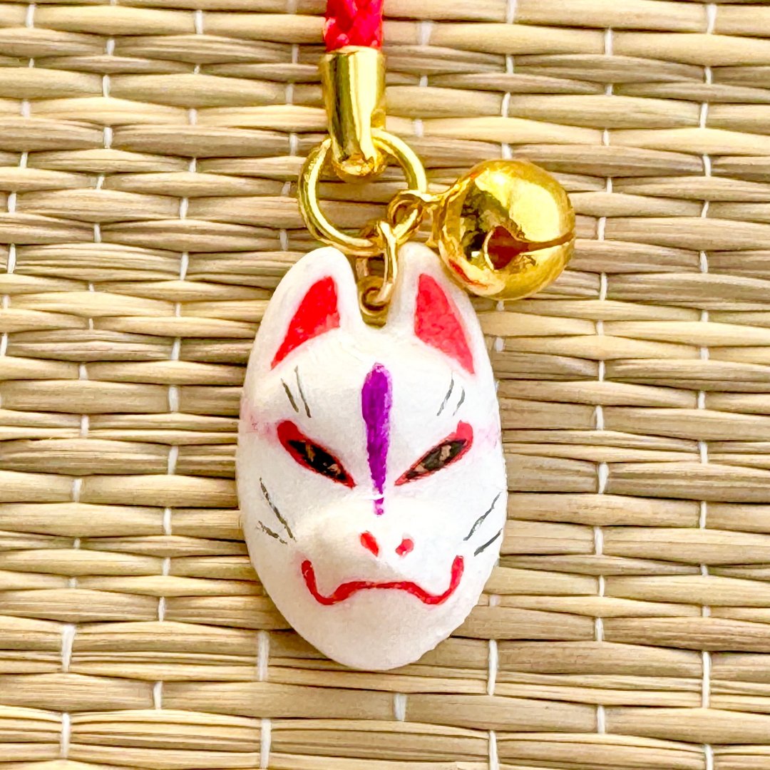 接单制作　白狐面具　日式钥匙扣 - 钥匙链/钥匙包 - 树脂 