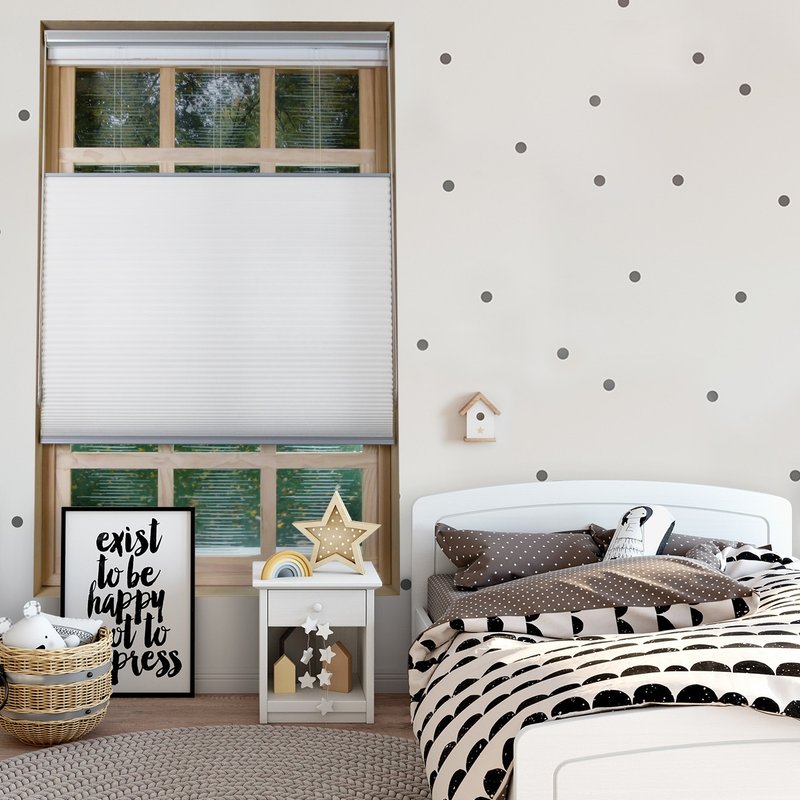 纯白上下开合双循环珠链半遮光蜂巢帘 (Cotton) - 门帘/门牌 - 聚酯纤维 