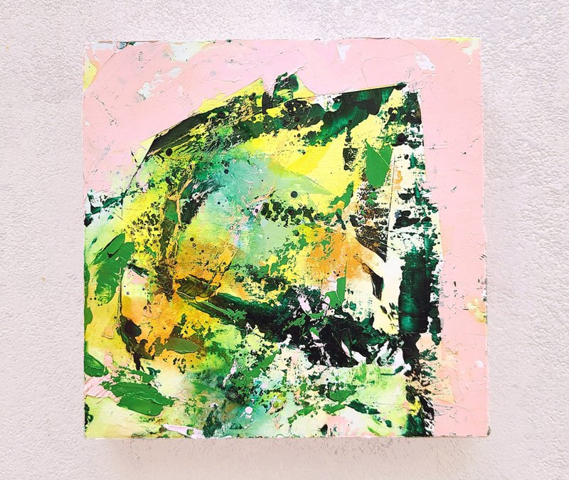 绿色和粉红色原创油画 - 海报/装饰画/版画 - 木头 粉红色