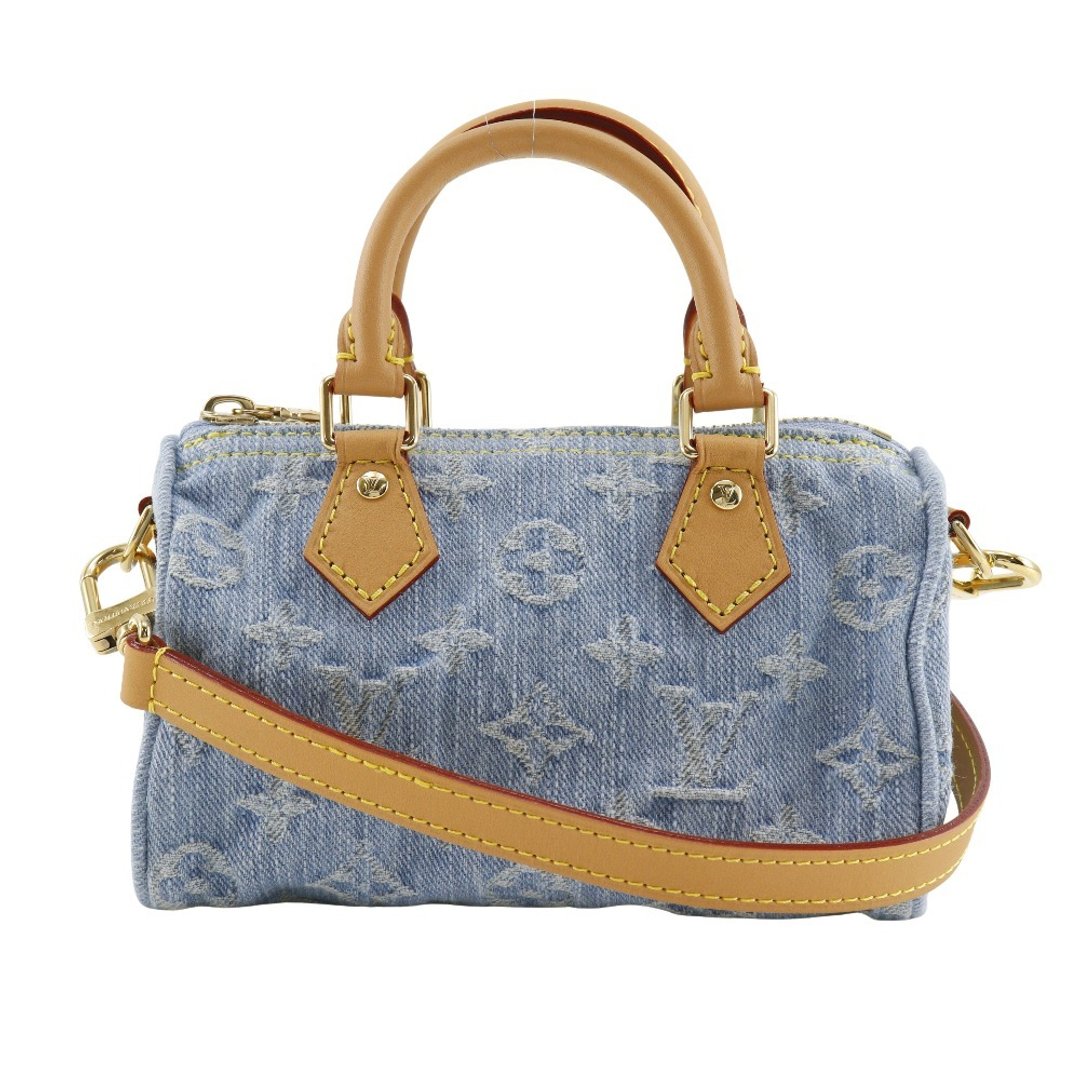 【日本直送】路易威登 LOUIS VUITTON Nano Speedy 手提包 2WAY肩背包 M11212 Monogram 牛仔丹宁 天蓝色【二手】 - 手提包/手提袋 - 棉 蓝色