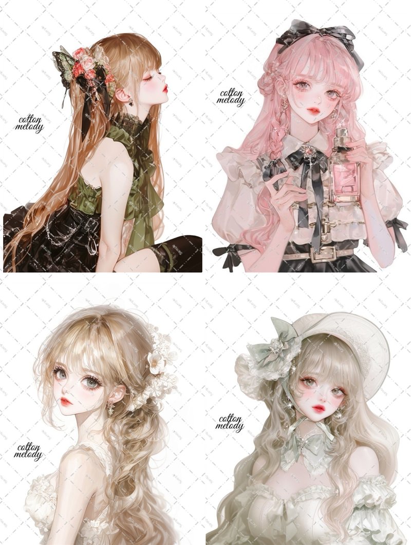 【限定】cotton melody / 1.5周年限定贴纸 / 25款各3张 附赠限定赠品1款 / 随身套组 / 人物贴纸 - 贴纸 - 纸 