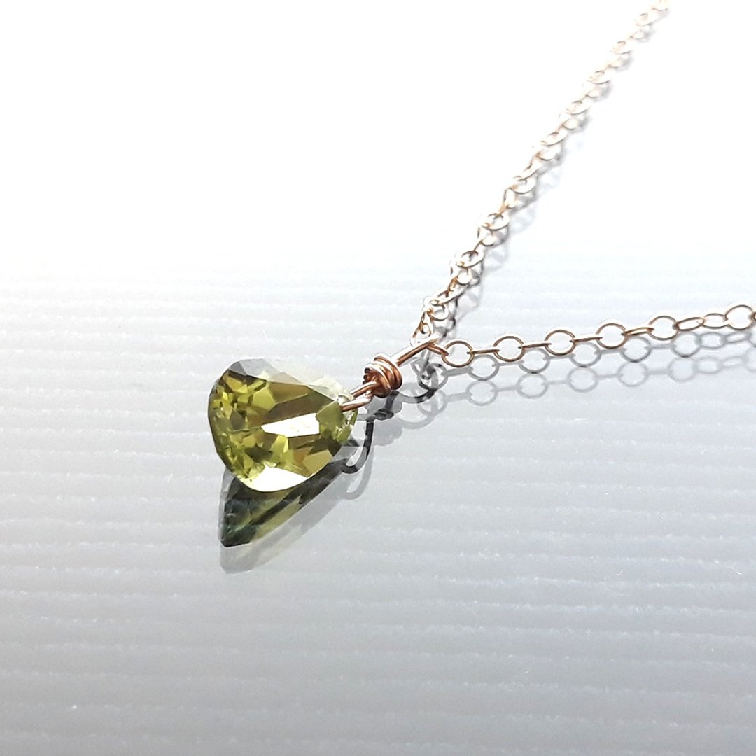 (For盈如) 14KGF VVS橄榄石Olivine 水滴钻石切面单墬(不含链子) - 项链 - 半宝石 