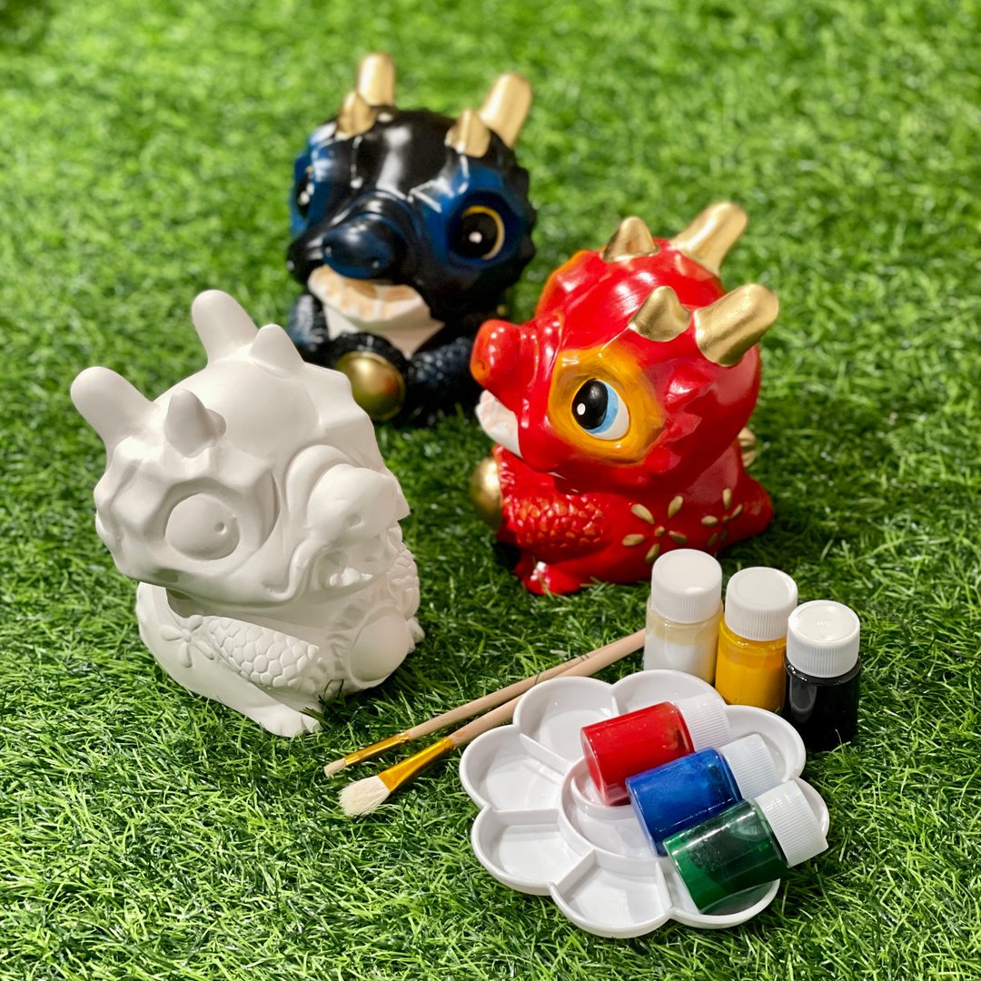 彩球龙 陶瓷彩绘 DIY 白坯 存钱筒材料组 (含彩绘材料) - 陶艺 - 陶 白色