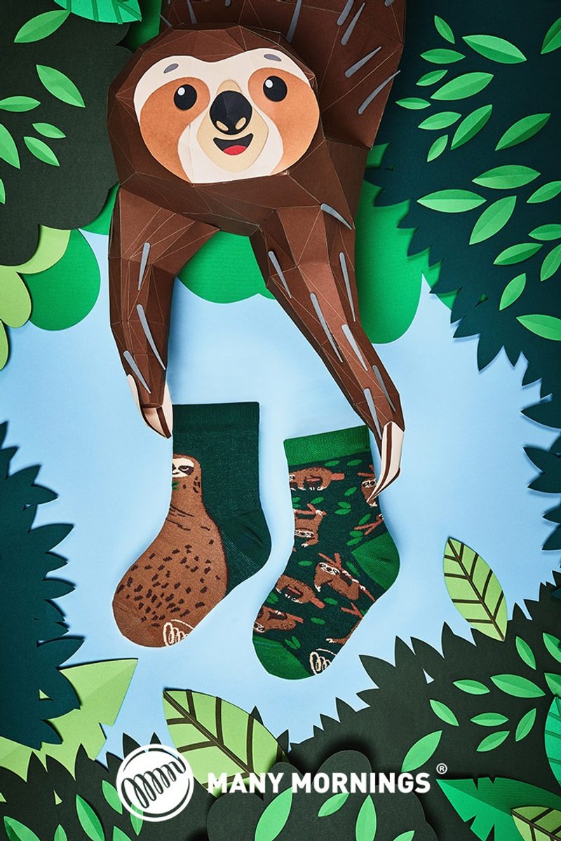 树懒的生活- 小童不对称袜子 鸳鸯袜  香港独家贩售 - 袜子 - 棉．麻 绿色