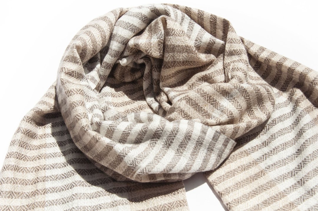 喀什米尔Cashmere 针织围巾 纯羊毛围巾 手织围巾 编织围巾-芬兰 - 围巾/披肩 - 羊毛 卡其色