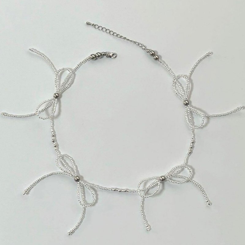 串珠项链 金属 缎带项链 珠饰 银色 珠饰配件 - 项链 - 其他材质 