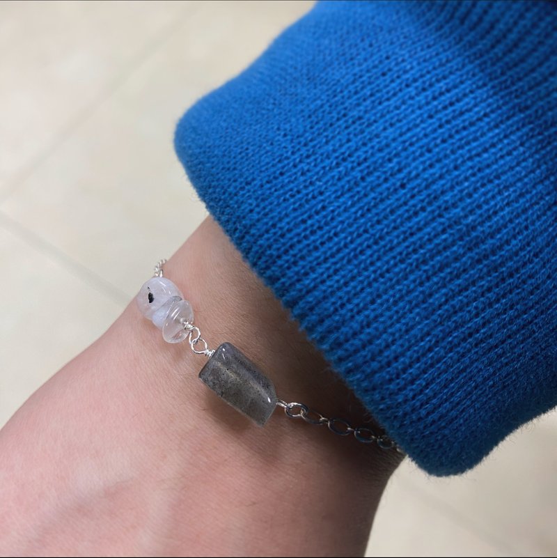拾银 | 微光拾影纯银手链 | 日常搭配 疗愈小礼物 - 手链/手环 - 纯银 灰色