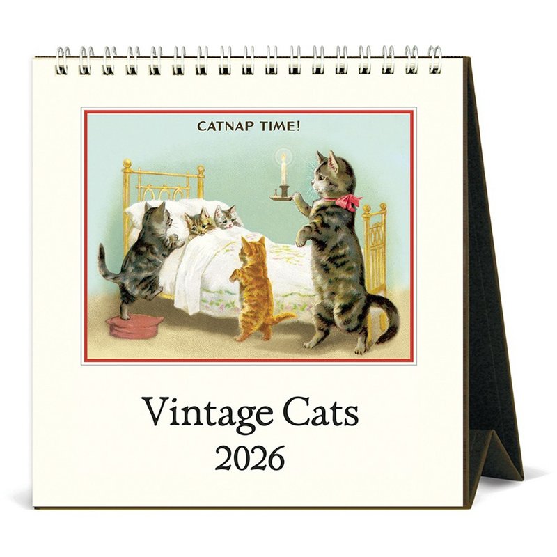 (预购) Cavallini & Co.  2026 桌历\月历 VINTAGE CATS - 年历/台历 - 纸 多色