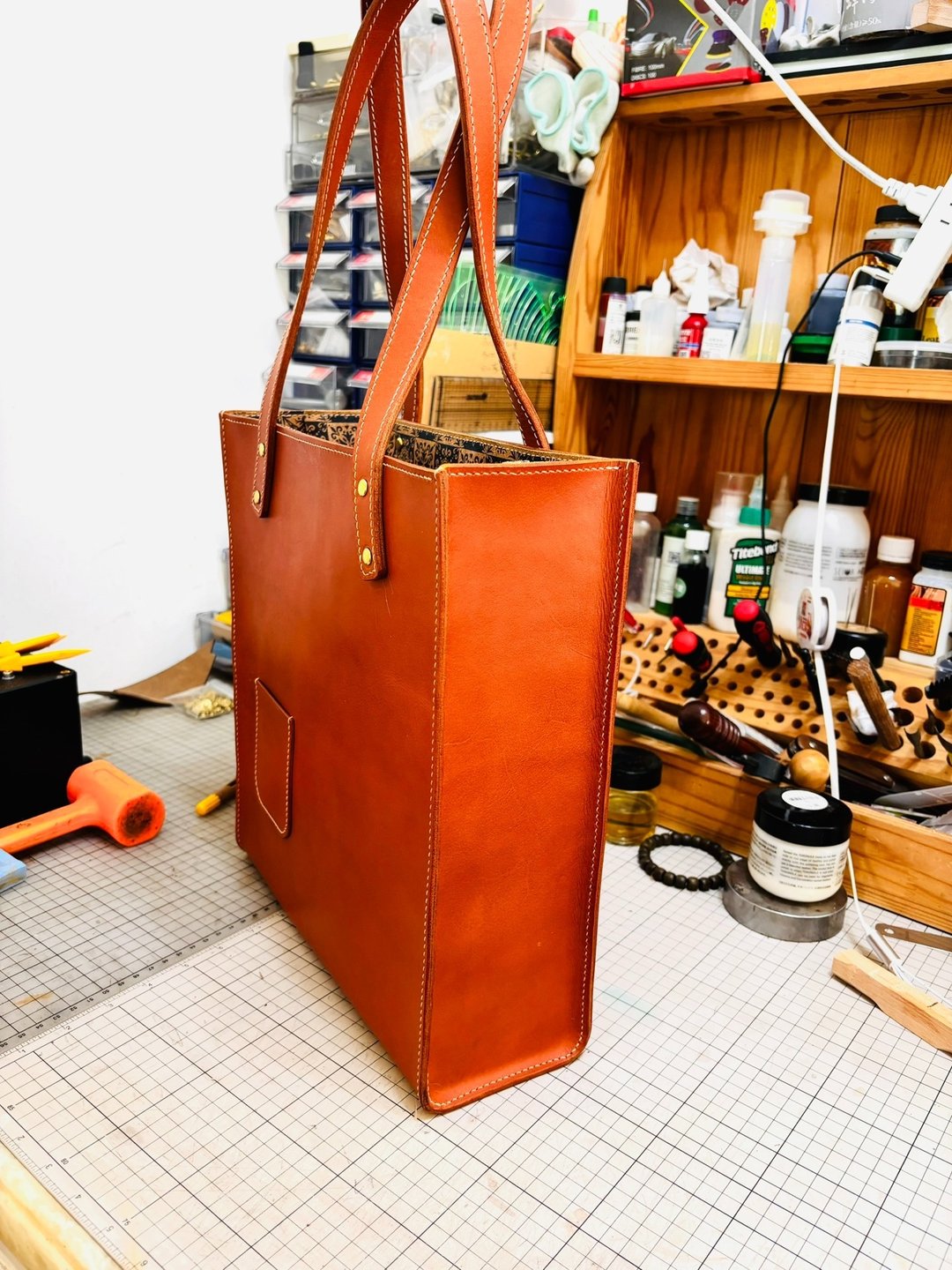 真皮手工缝线复古tote托特包 头层牛皮 斜挎包 斜背包 侧背包 - 侧背包/斜挎包 - 真皮 