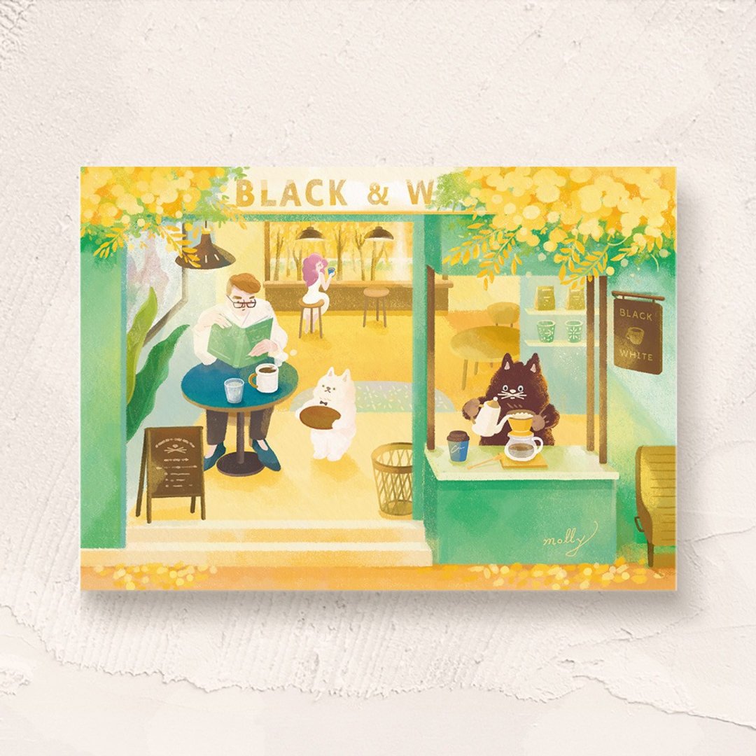 postcard-咖啡时光系列-本店 - 卡片/明信片 - 纸 多色