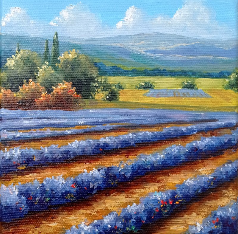 Provence Lavender Oil Painting, Handmade Original Art, Wall Hanging Paintings - 海报/装饰画/版画 - 其他材质 多色